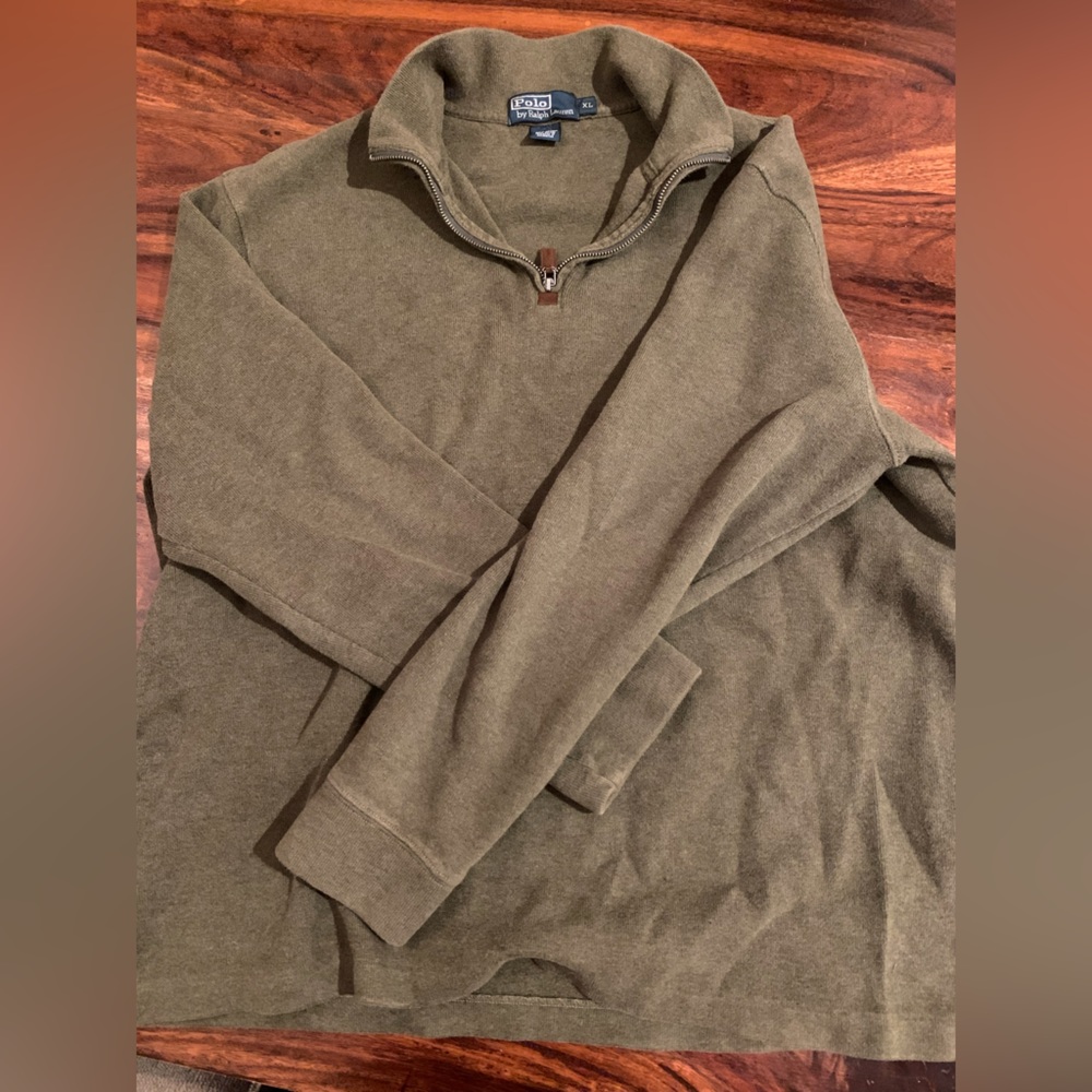 Polo Ralph Lauren Mens 1/4 Zip Pullover Sweater Green XLarge 100% Cotton